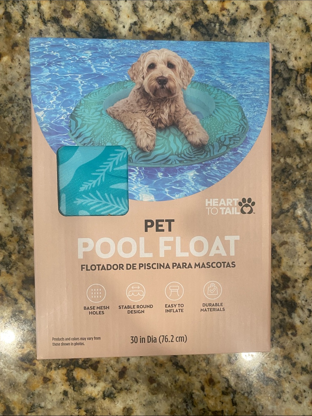 Heart to Tail Teal Pet Pool Float — Inflatable Dog Float